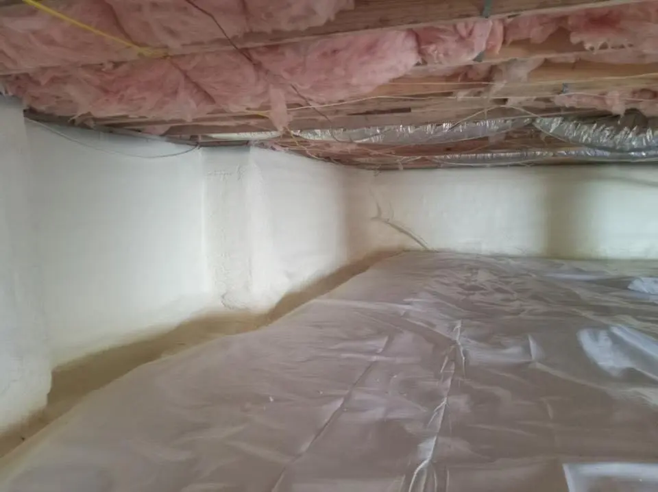Crawl space encapsulation with closed-cell spray foam for Commercial Roof Restoration in Chestertown